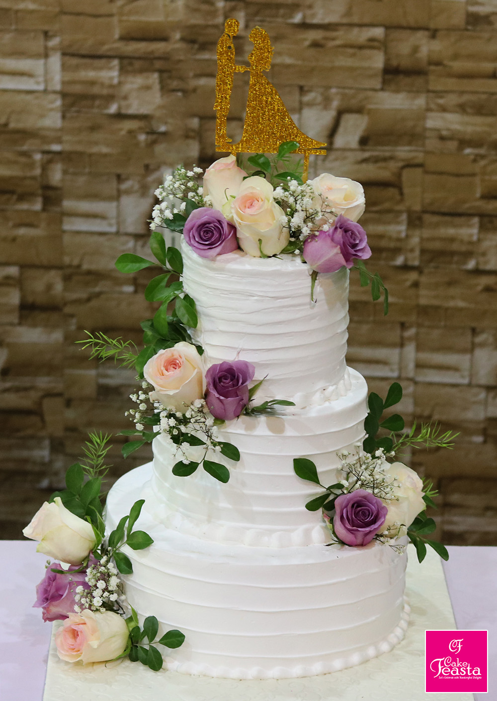 Flowers Fresh Cream Wedding Cake - Marriage anniversary cakes