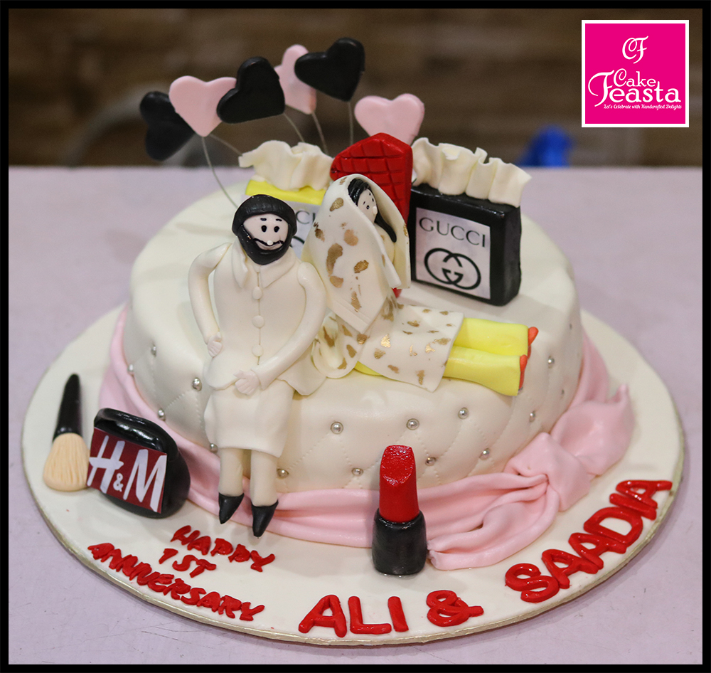 1st Anniversary Theme Cake - anniversary cake - cake feasta