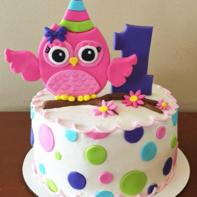 Owl Pink Theme Cake character cakes in lahore