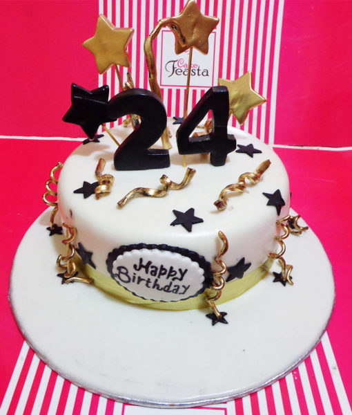 Gold Stars Birthday Cake in Lahore