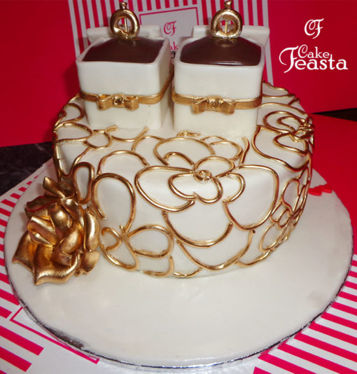 Golden Rings Wedding Cake in Lahore