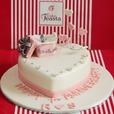 Ring Pink Theme Anniversary Cake in Lahore