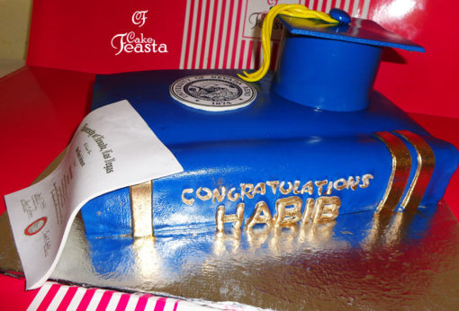 Blue Book Graduation Cake