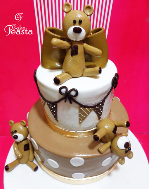 Brown Teddy Bears Kids Birthday Cake