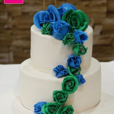 2 Tier Green Blur Flower Cake