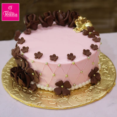 Brown Flower Pink Cake