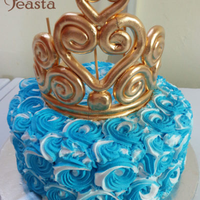 Crown Blue Flower Birthday Cake