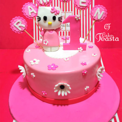 Pink Kitty Kids Birthday Cake