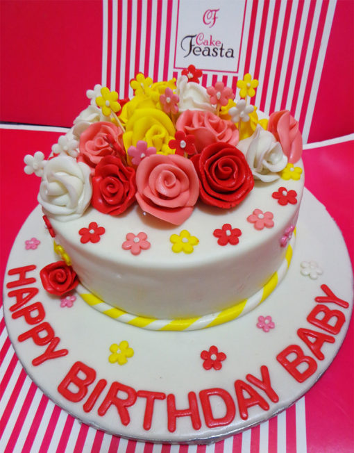 Multi Flowers Birthday Cake