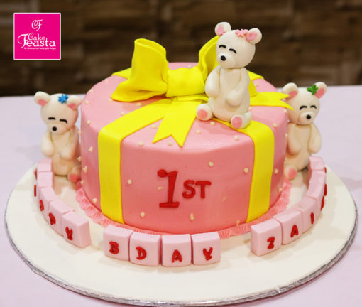 White Bear Gift Birthday Cake