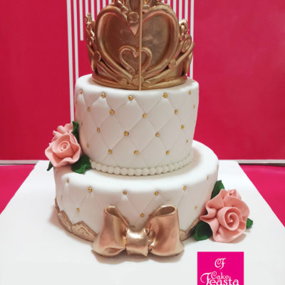 2 Tier Golden Crown Birthday Cake