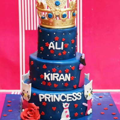 3 Tier Blue Princess Birthday Cake