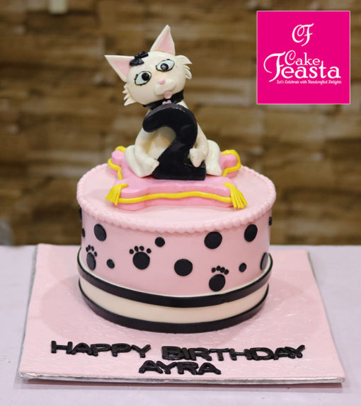 Crazy Cat Pink Birthday Cake