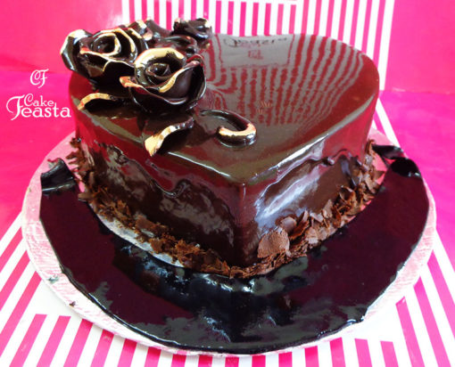 Heart Shape Chocolaty Birthday Cake