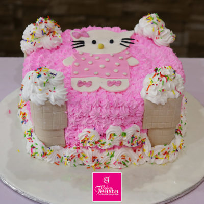 Kitty Theme Girls Birthday Cake