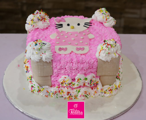 Kitty Theme Girls Birthday Cake