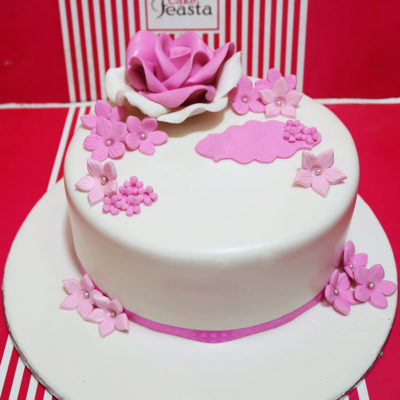 Pink Rose Theme Birthday Cake