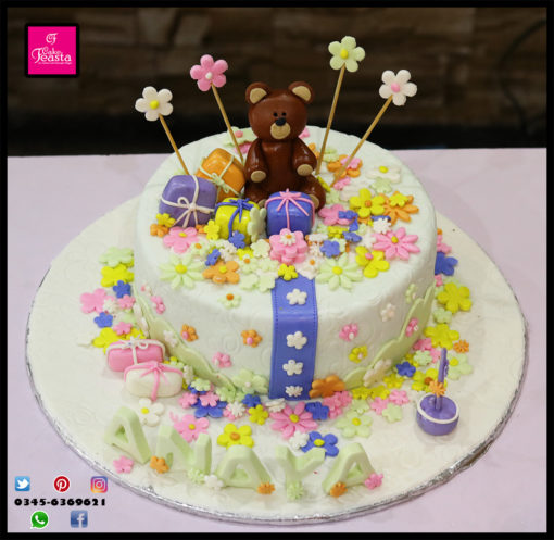 Teddy Bear With Gifts Birthday Cake