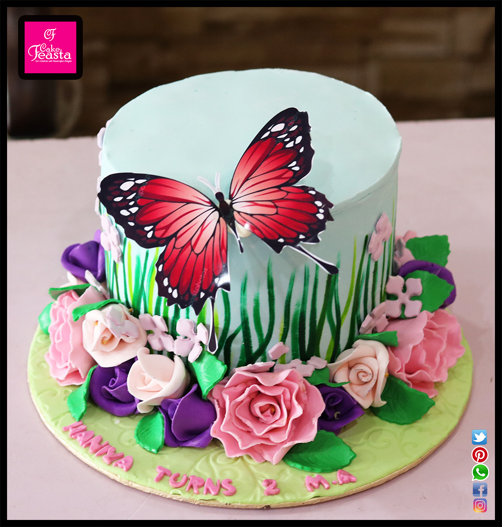 Butterfly Theme Birthday Cake Fondant Cakes In Lahore