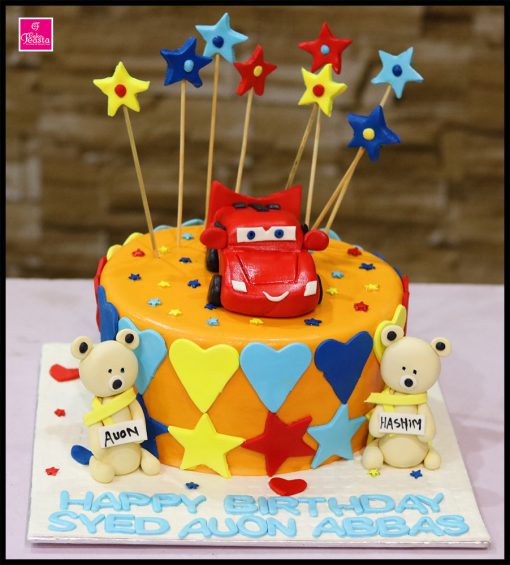 Car & Teddy Bear Kids Birthday Cake