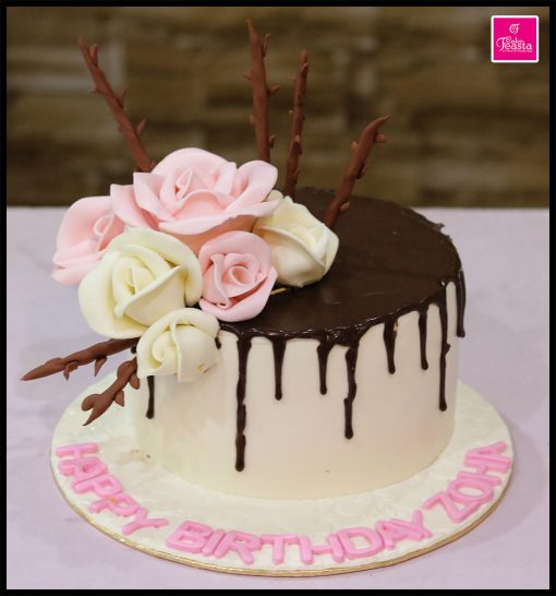 Pink White Flowers Theme Birthday Cake