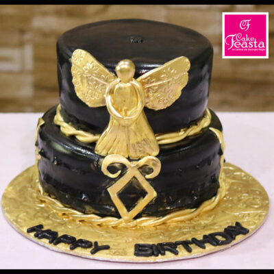 Gold Black Theme Birthday Cake