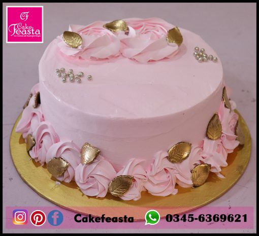 Creamy Pink Girls Birthday Cake