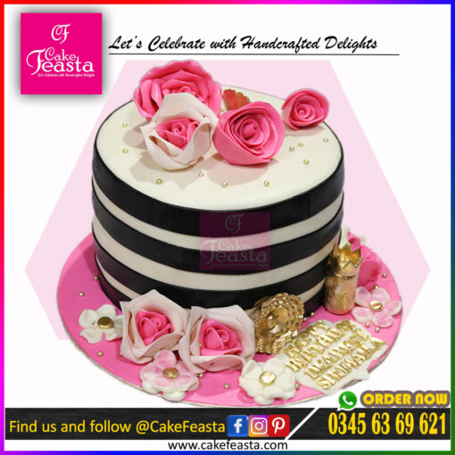 Pink & White Flowers Theme Birthday Cake