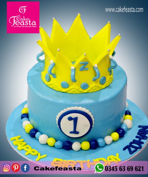 Yellow-Crown-Kids-Birthday-Cake