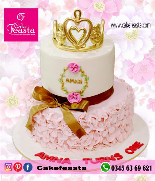 2-Tier-Golden-Crown-Birthday-Cake