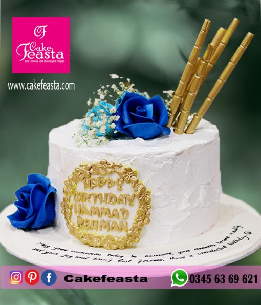 Blue Flowers Birthday Cakes