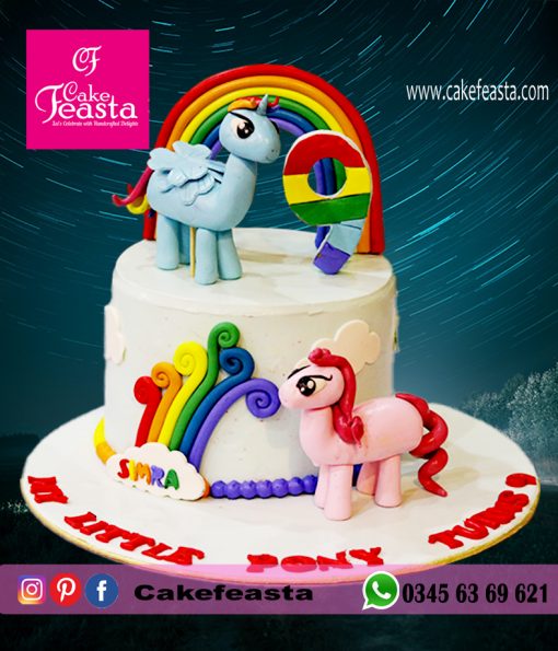Unicorn with Rainbow Theme Birthday Cake