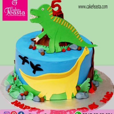 Dinosaur Theme Kids' Birthday Cake