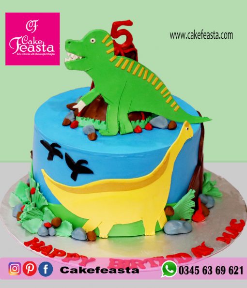 Dinosaur Theme Kids' Birthday Cake