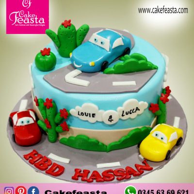 3 Cars Kids Birthday Cake