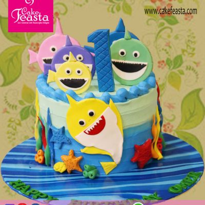 Small Fish Cartoon Birthday Cake