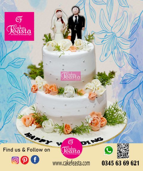 2 Tier Couple Wedding Cake - Online Cake Order in Lahore