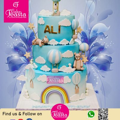 3 Tier Teddy Bear Parachute Birthday Cake