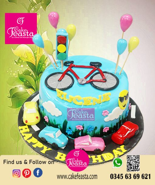 Bicycle Traffic Theme Birthday Cake
