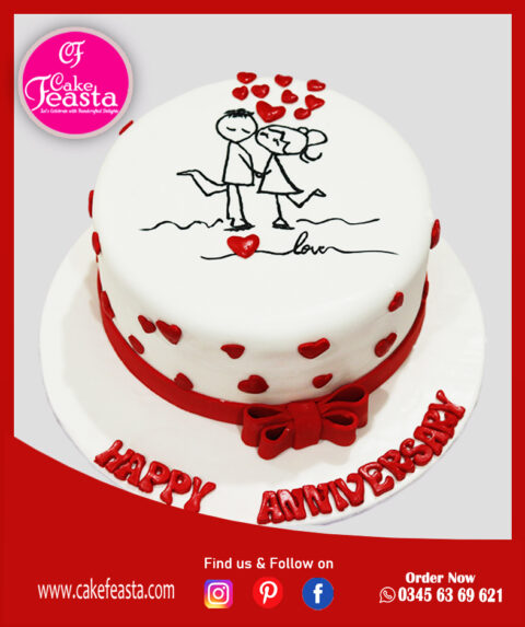 Couple Clipart Anniversary Special Customized Cake in Lahore