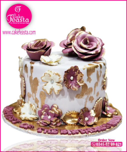 Purple White Decent Birthday Cake