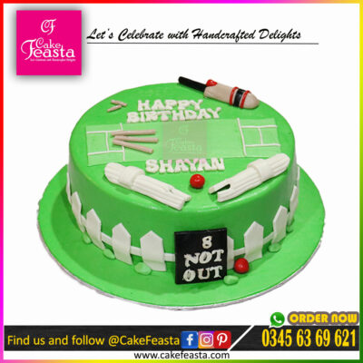 Cricket Game Theme Birthday Cake