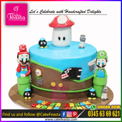 Mario Luigi Theme Birthday Cake