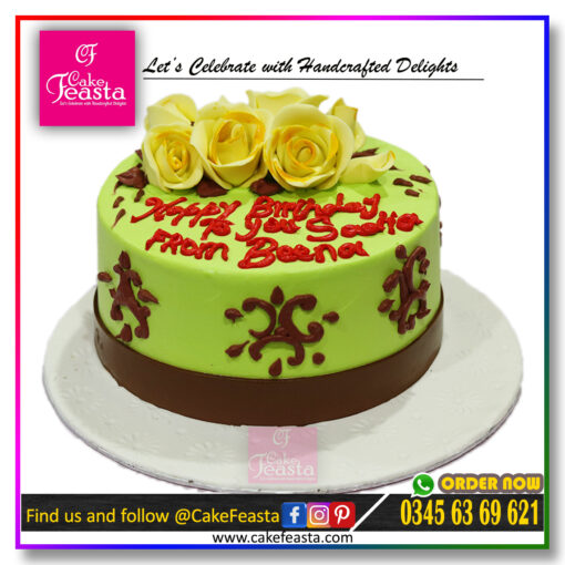 Yellow Flowers Theme Birthday Cake