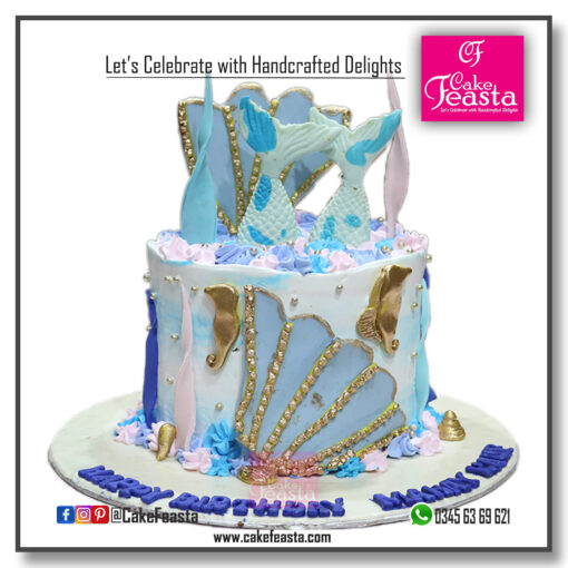 Mermaid Theme Girl Birthday Cake