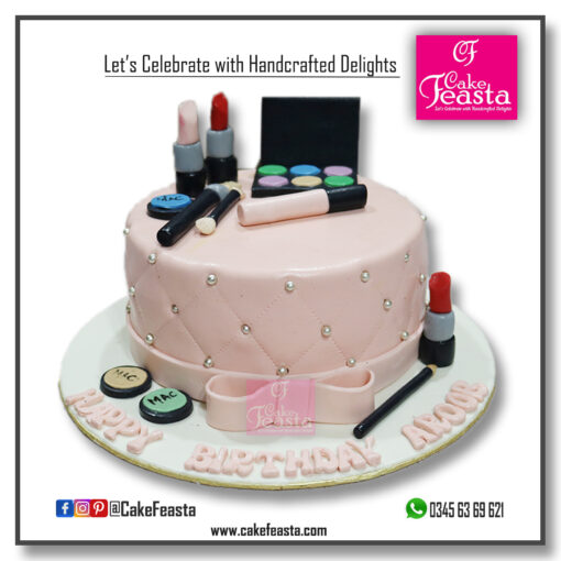 Makeup Pink Birthday Cake