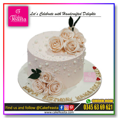 Pretty Flowers Theme Birthday Cake