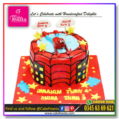 SpiderMan Theme Kids Birthday Cake