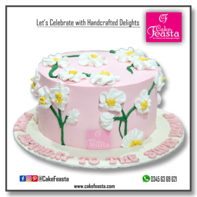 Jasmine Flower Theme Birthday Cake